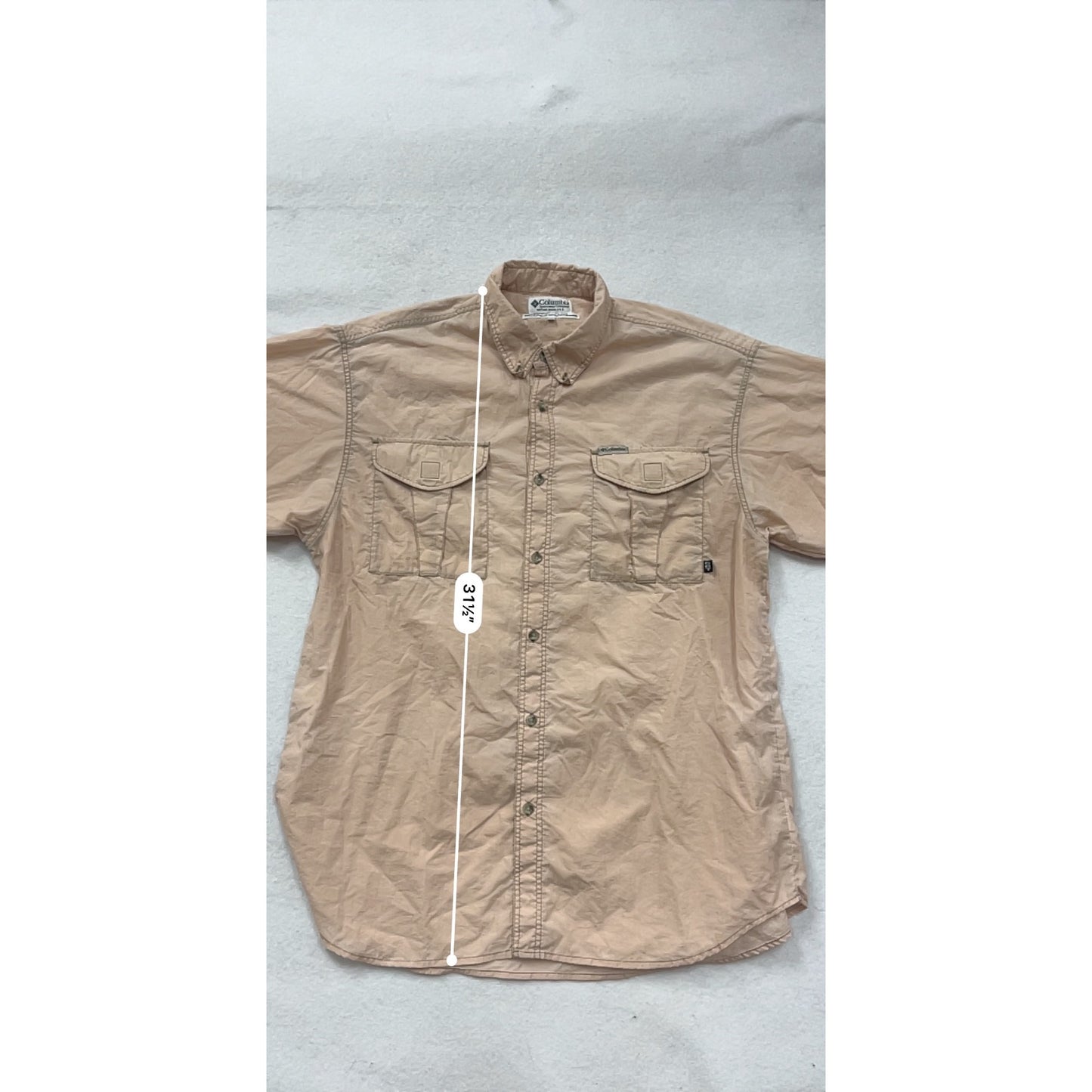 Columbia XL Beige Nylon Button-Up Outdoor Shirt #8733