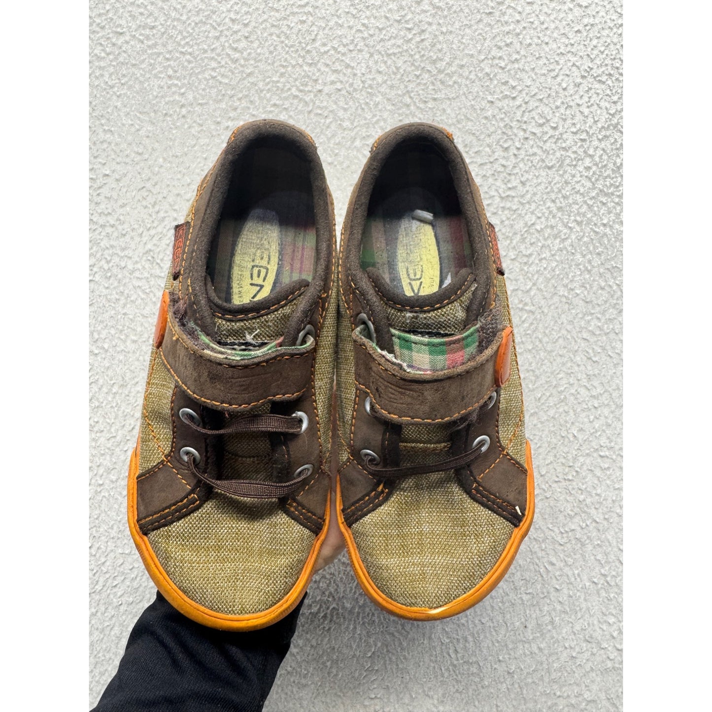 Keen Boys Canvas & Suede Sneakers With Orange Accents Size 11 #381B