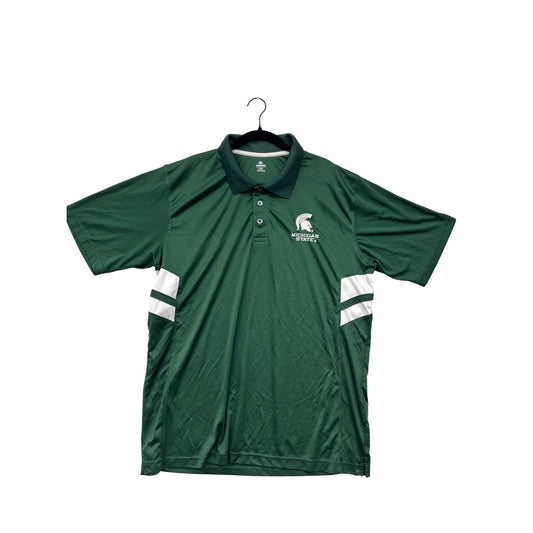 Michigan State Spartans Polo Shirt Knights Apparel Mens XL Green White #6785