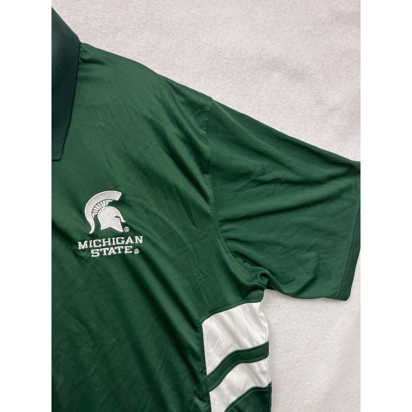Michigan State Spartans Polo Shirt Knights Apparel Mens XL Green White #6785