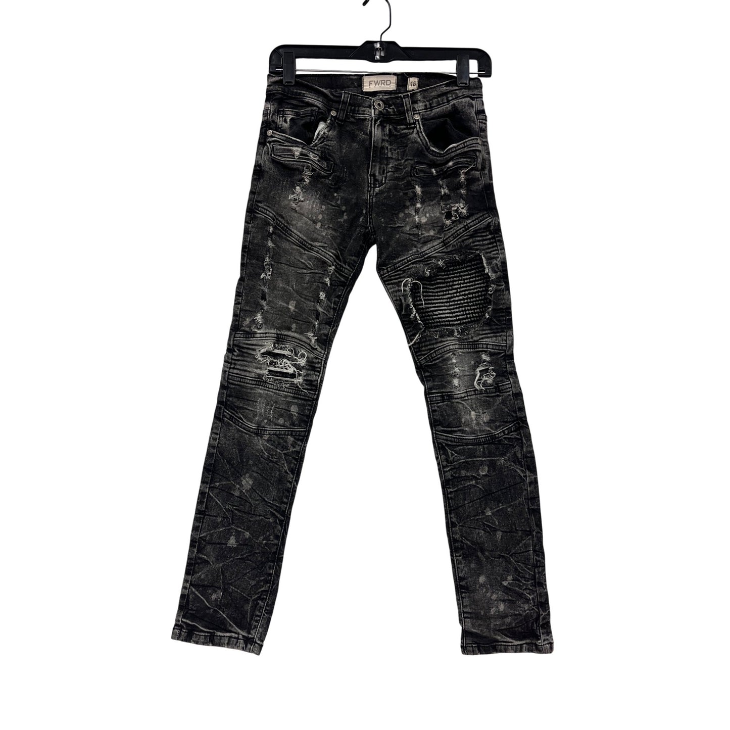 FWRD Denim Distressed Black Wash Slim Fit Jeans Size 16 #8947