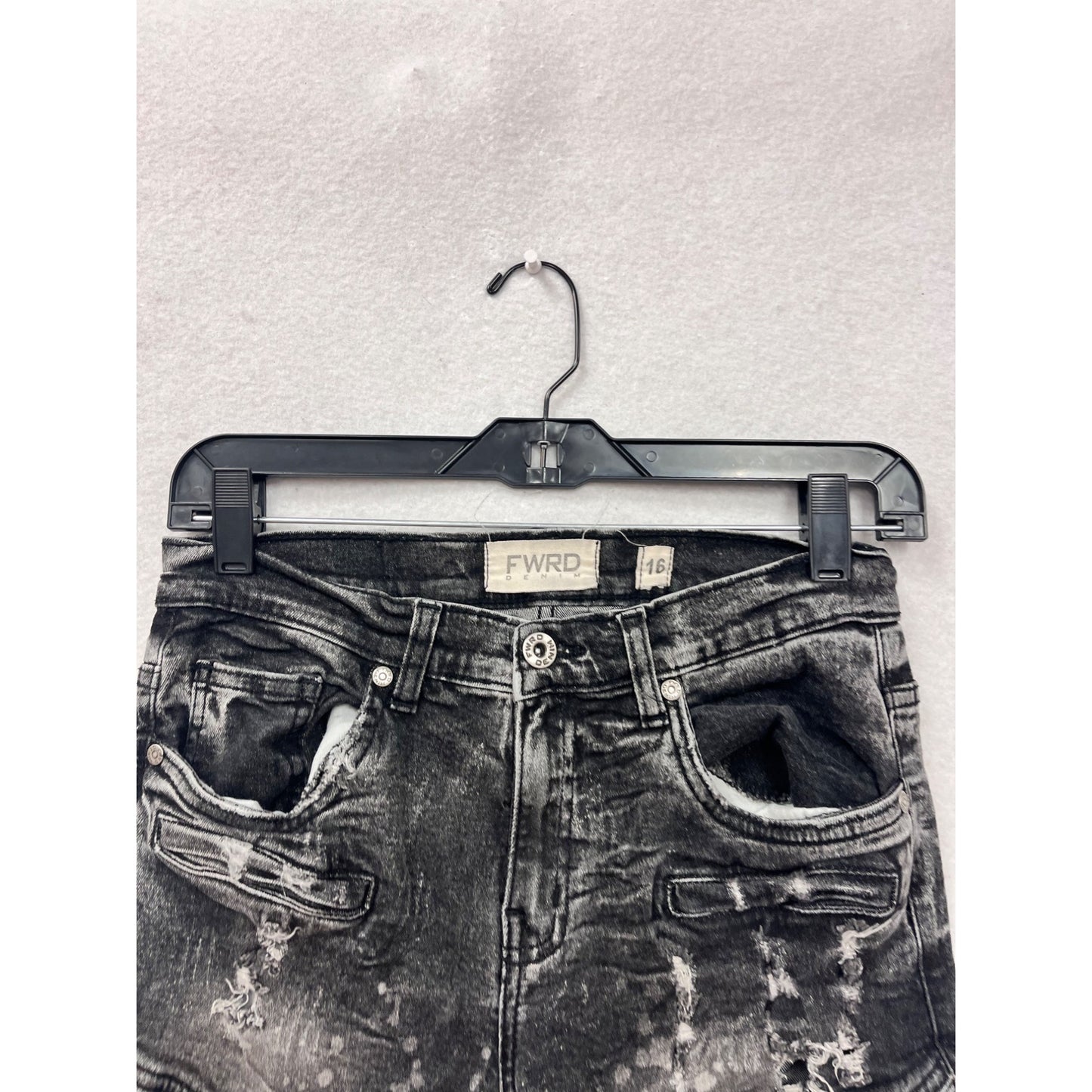 FWRD Denim Distressed Black Wash Slim Fit Jeans Size 16 #8947