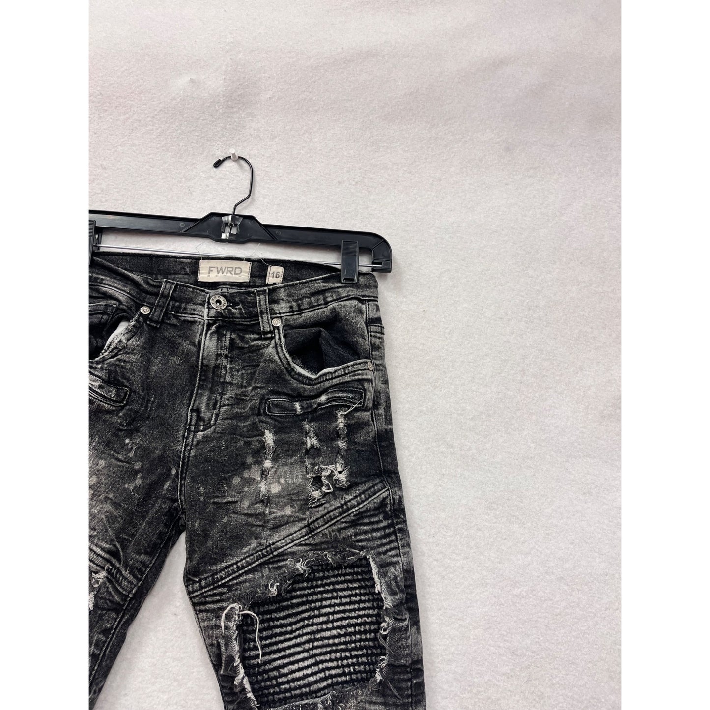 FWRD Denim Distressed Black Wash Slim Fit Jeans Size 16 #8947