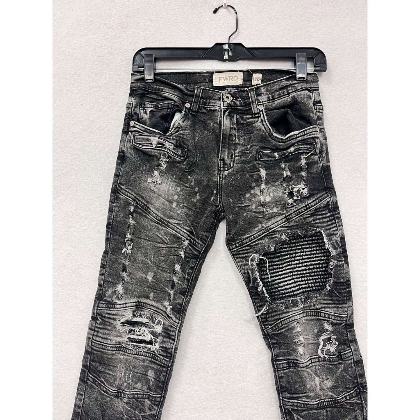 FWRD Denim Distressed Black Wash Slim Fit Jeans Size 16 #8947