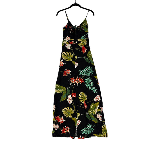 Soprano Black Maxi Dress with shorts featuring Tropical Floral Print & Adjustable Spaghetti Straps - Womens Size S #6976