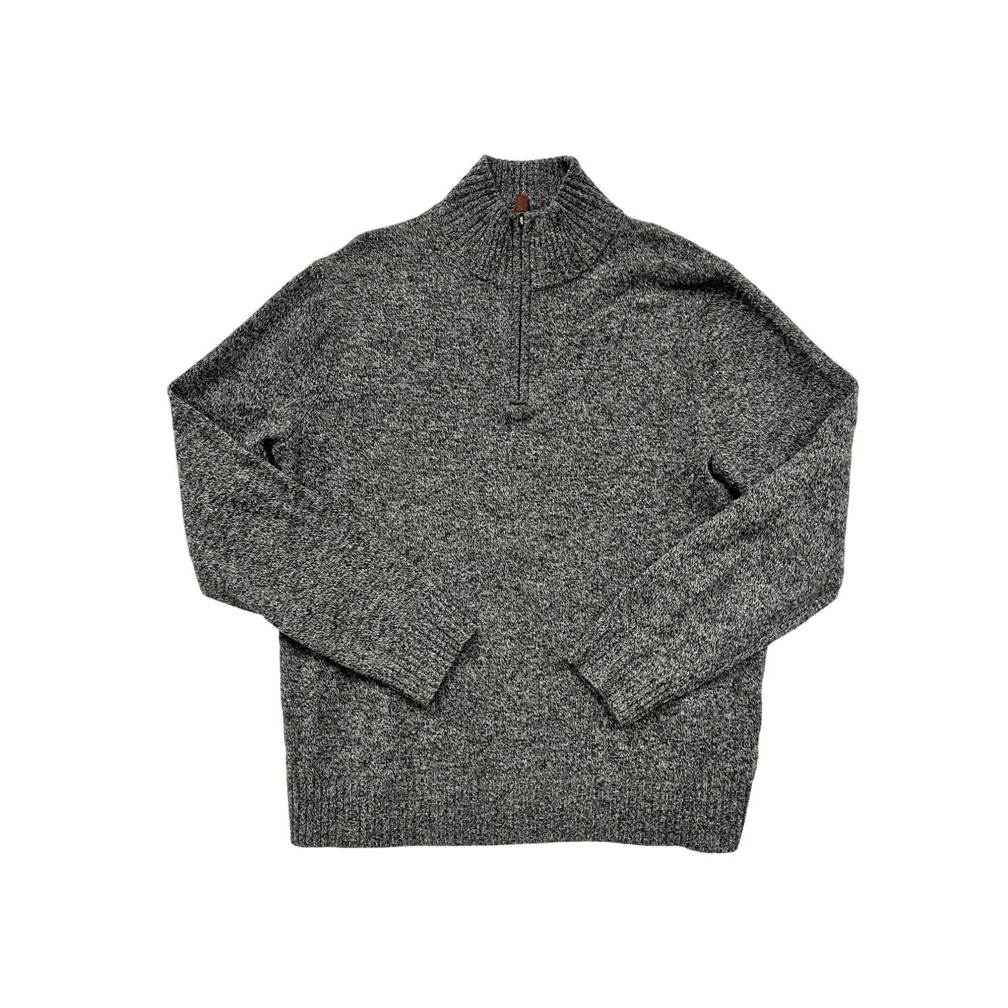 J.Crew Half-Zip Sweater L 100% Lambs Wool Gray #8324