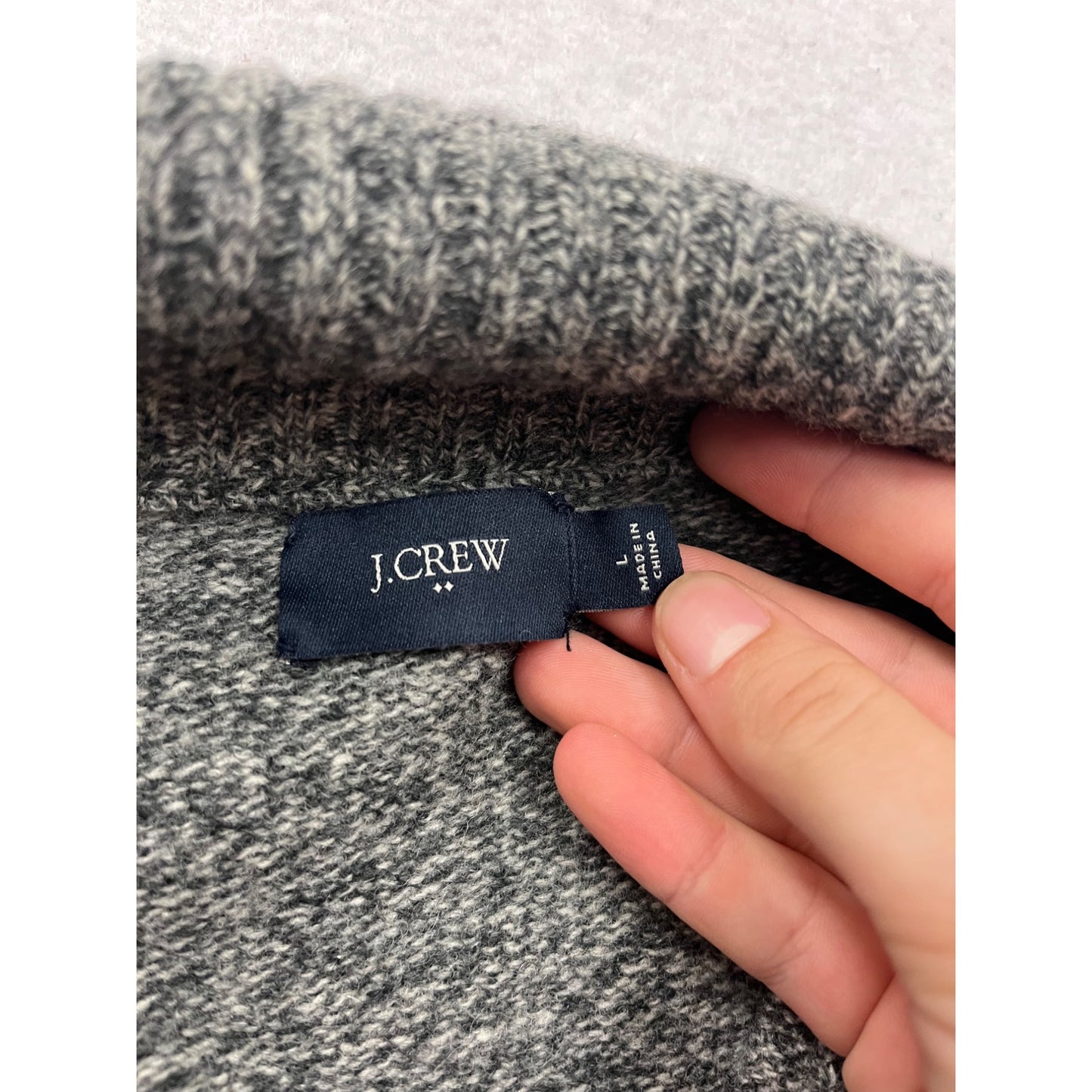 J.Crew Half-Zip Sweater L 100% Lambs Wool Gray #8324
