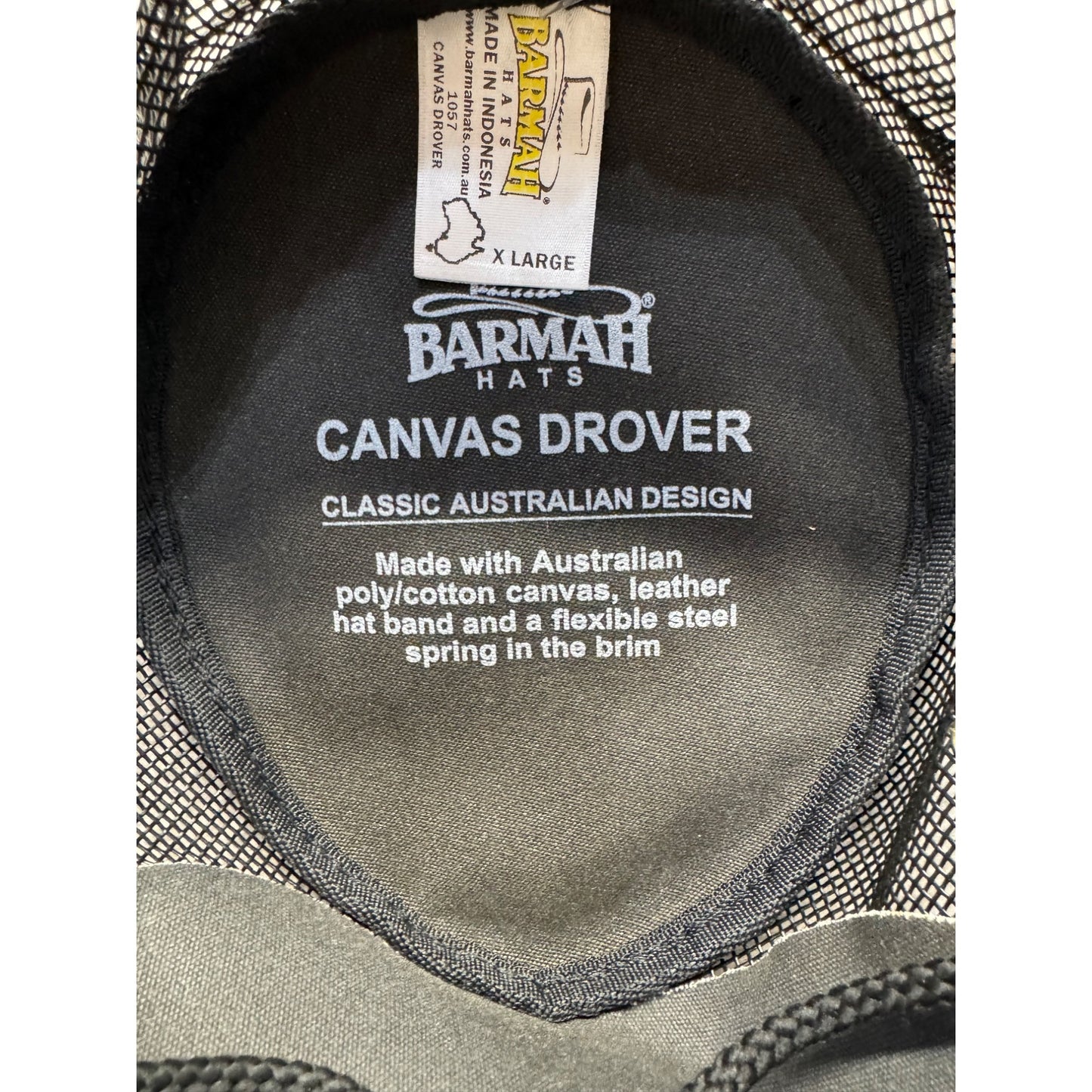 Barmah Canvas Drover Hat X-Large Australian Design Black 9485
