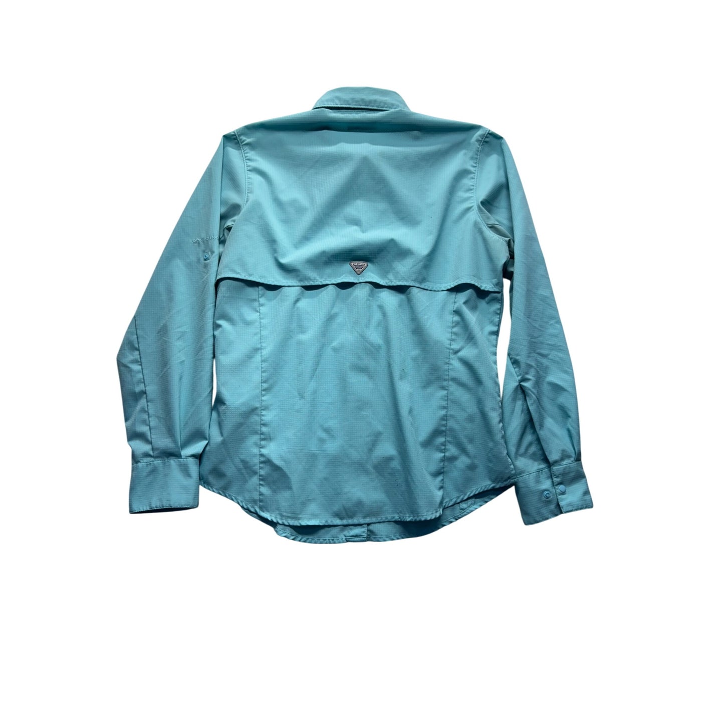 Columbia PFG Omni-Shade Long Sleeve Turquoise Fishing Shirt Womens Size S #9583