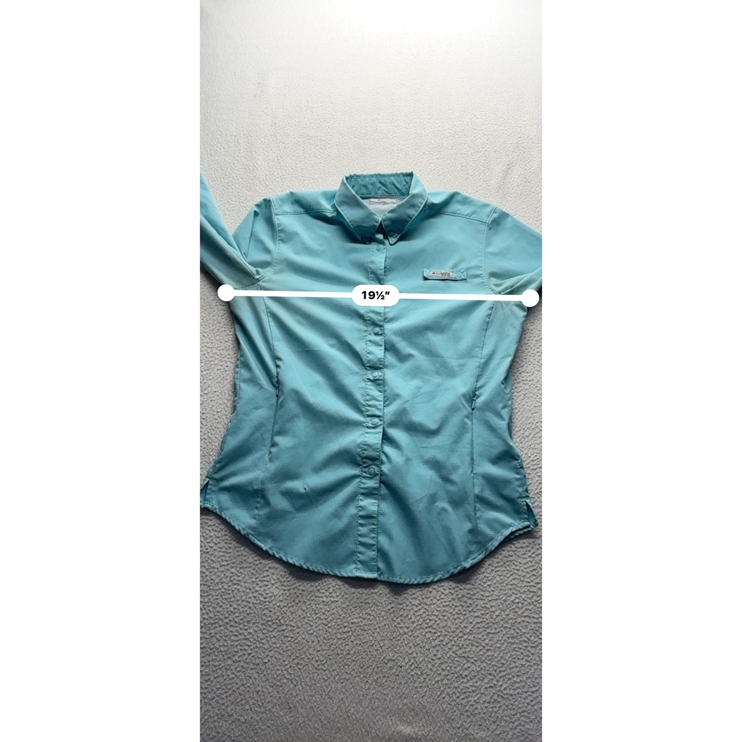 Columbia PFG Omni-Shade Long Sleeve Turquoise Fishing Shirt Womens Size S #9583