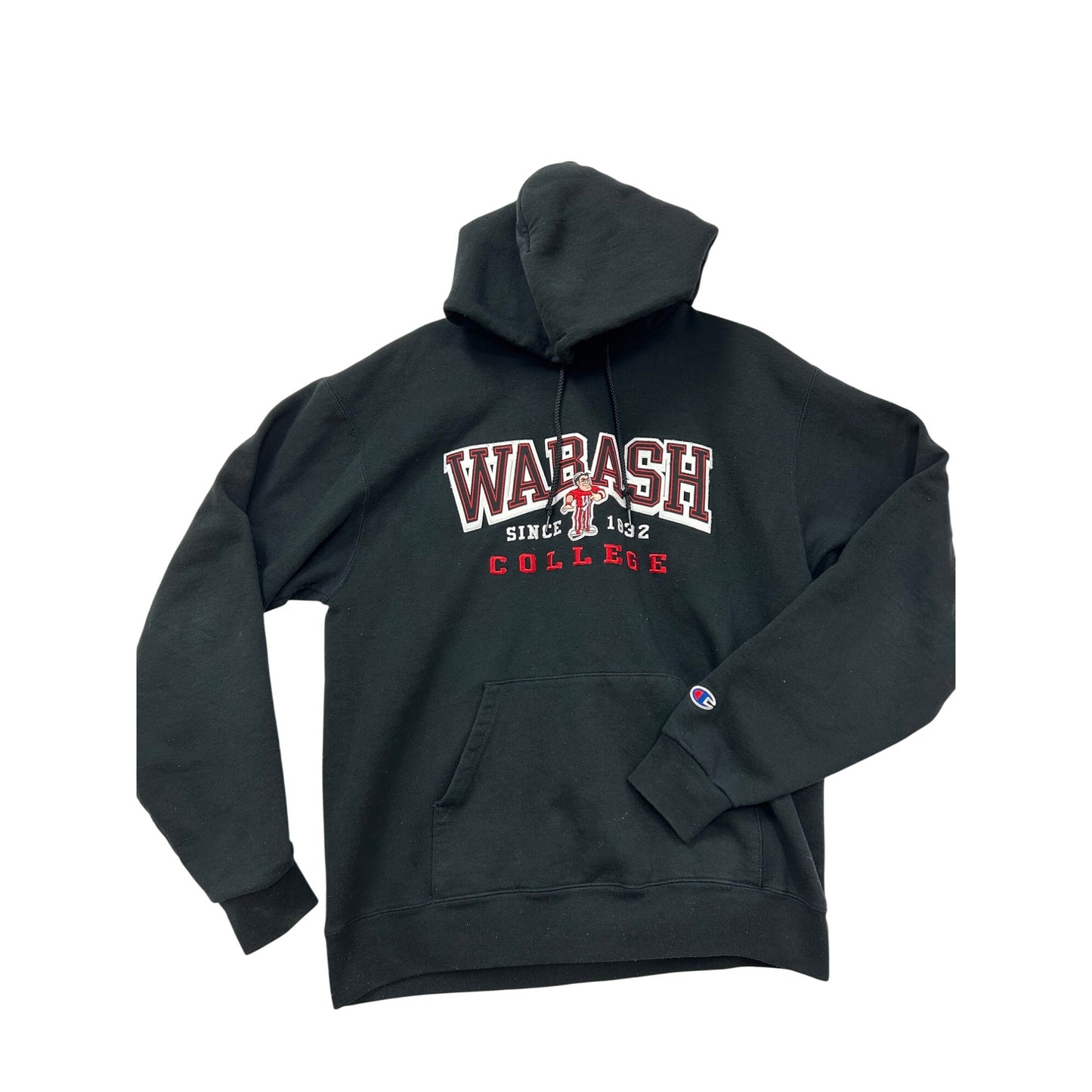 Champion Wabash College Black Hoodie Sweatshirt M #261A