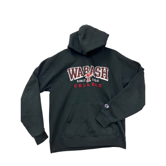 Champion Wabash College Black Hoodie Sweatshirt M #261A