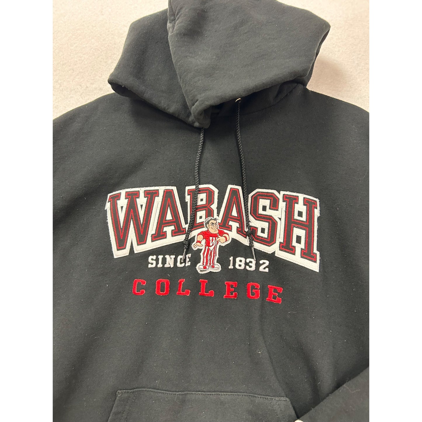 Champion Wabash College Black Hoodie Sweatshirt M #261A