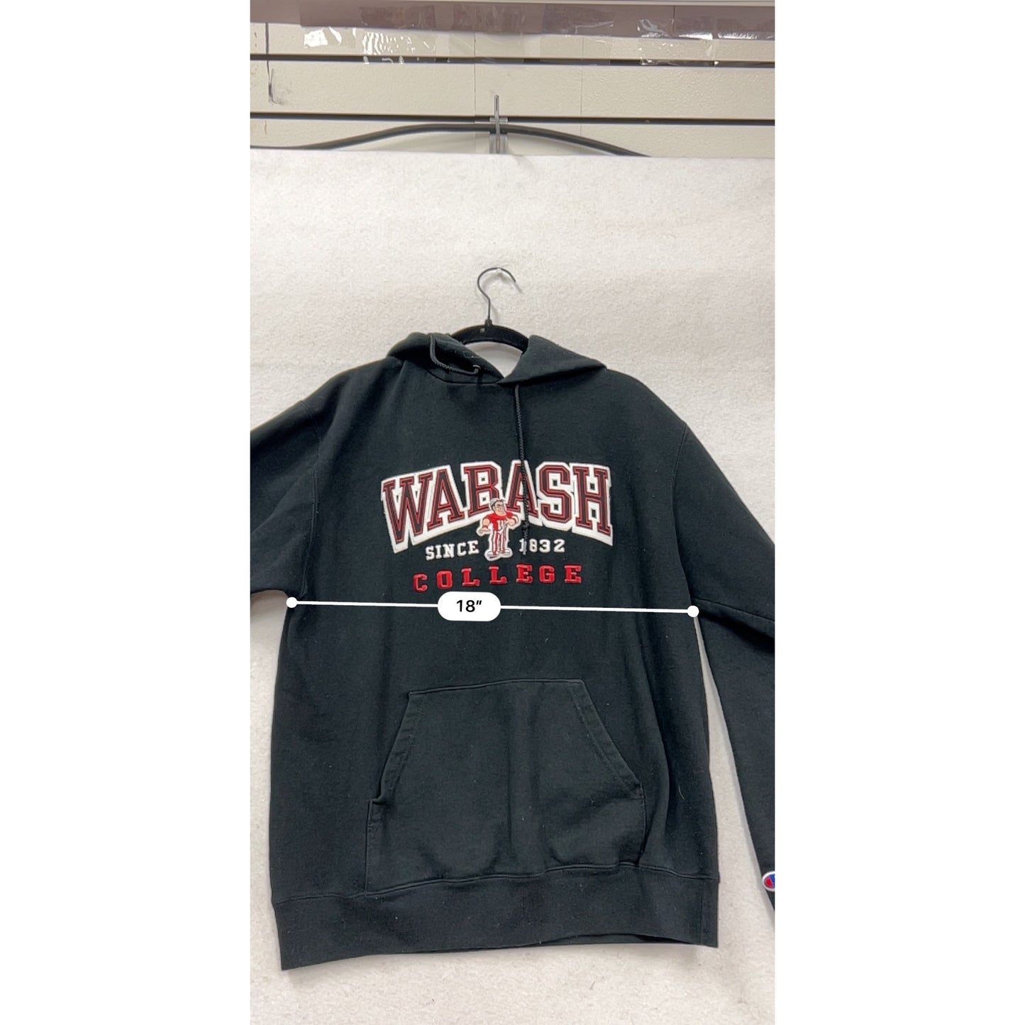 Champion Wabash College Black Hoodie Sweatshirt M #261A
