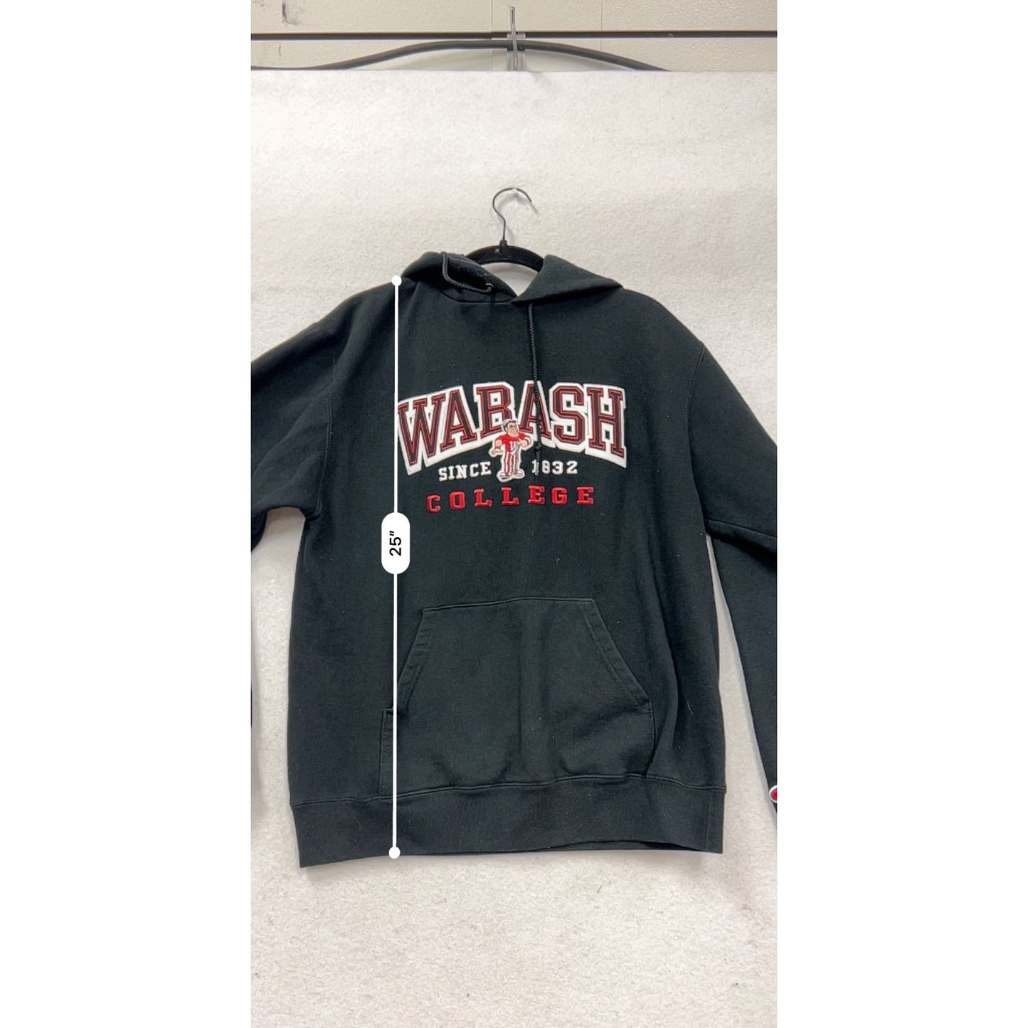 Champion Wabash College Black Hoodie Sweatshirt M #261A