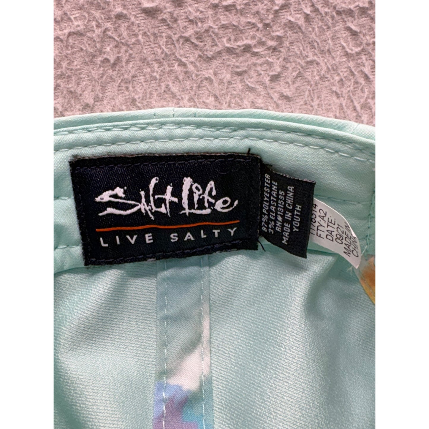 Salt Life Mint Green Baseball Cap With White Embroidery Adjustable Strap 360B