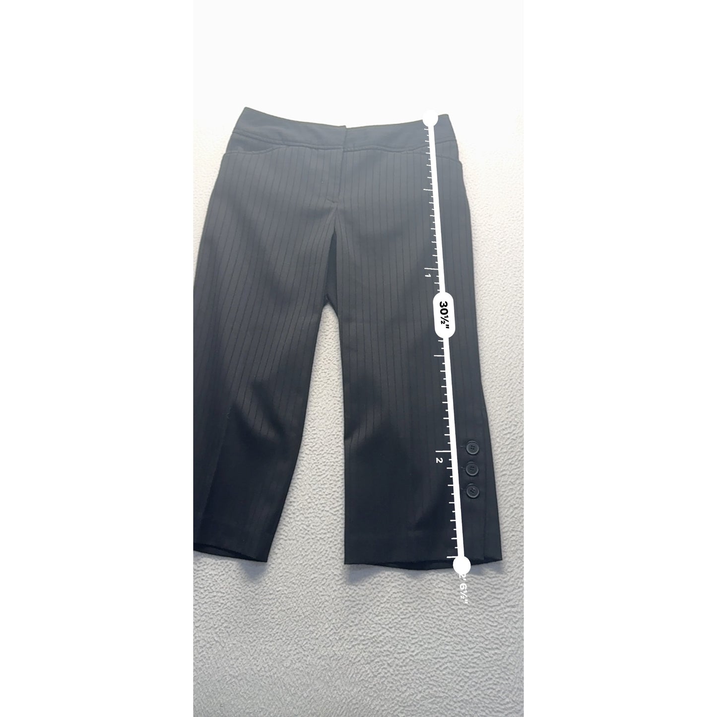 Apt. 9 Ava Black Pinstripe Stretch Crop Pants With Button Accents Size 6 #9260