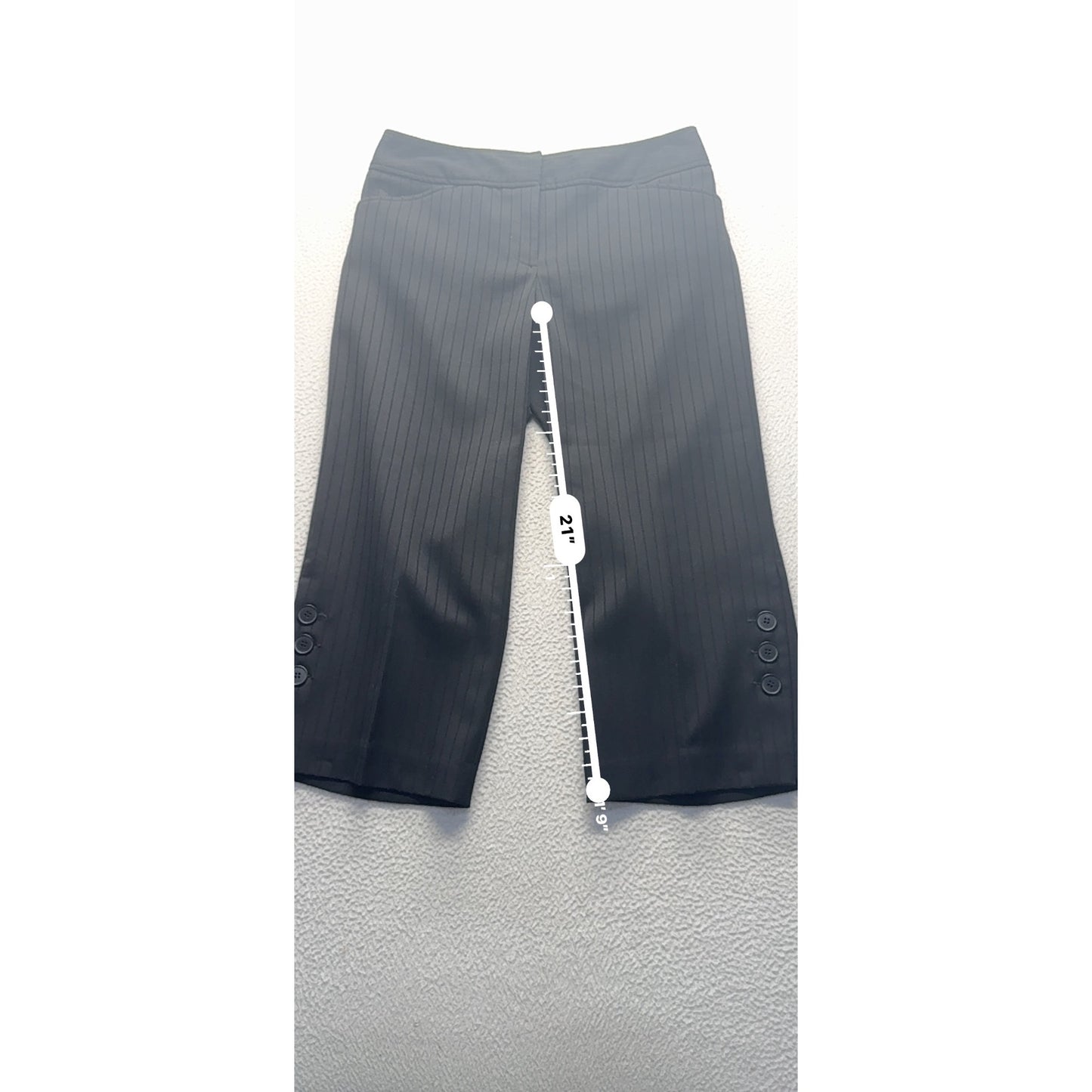 Apt. 9 Ava Black Pinstripe Stretch Crop Pants With Button Accents Size 6 #9260