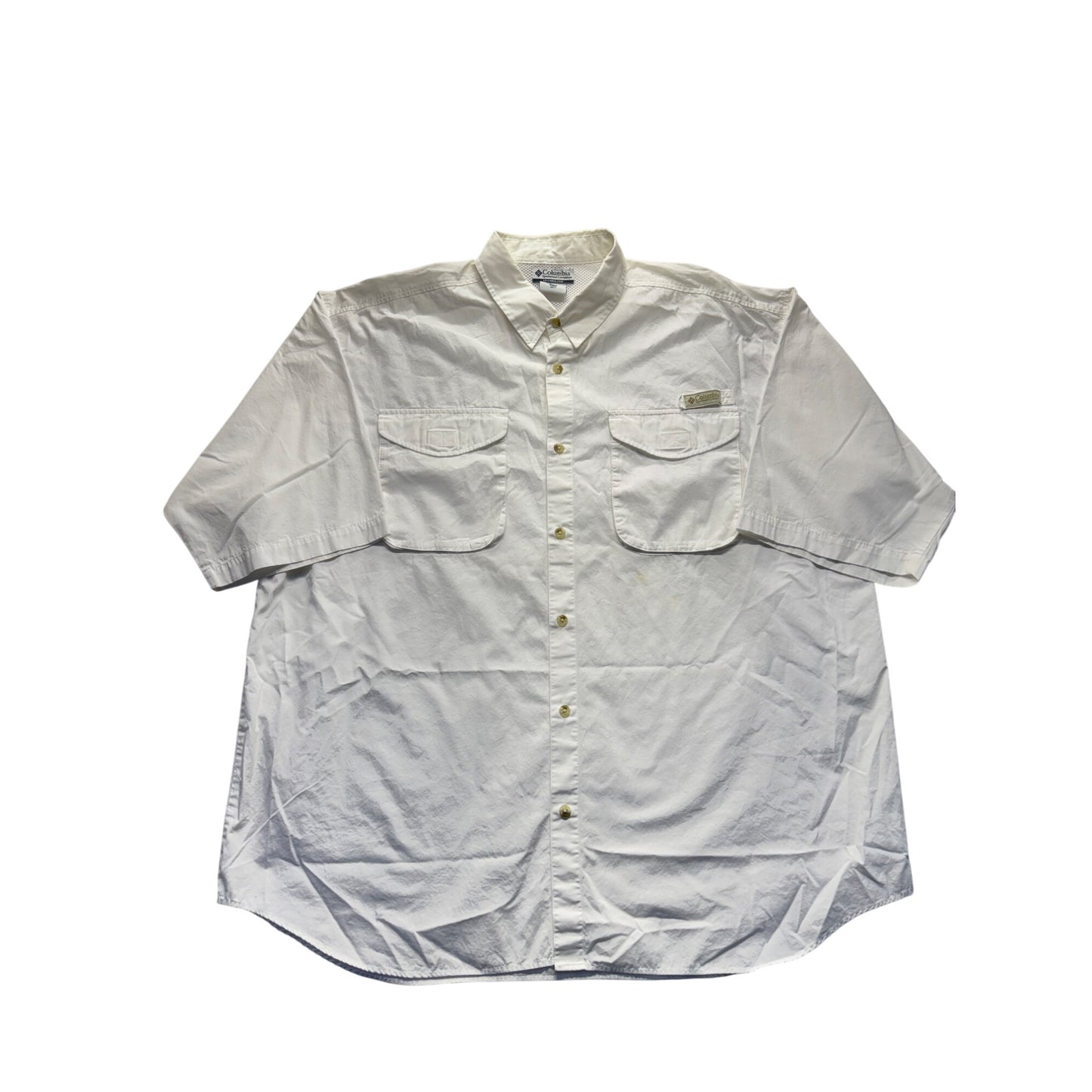 Columbia Short Sleeve Utility Button Down Shirt Outdoor Explorer White Xxl #9587