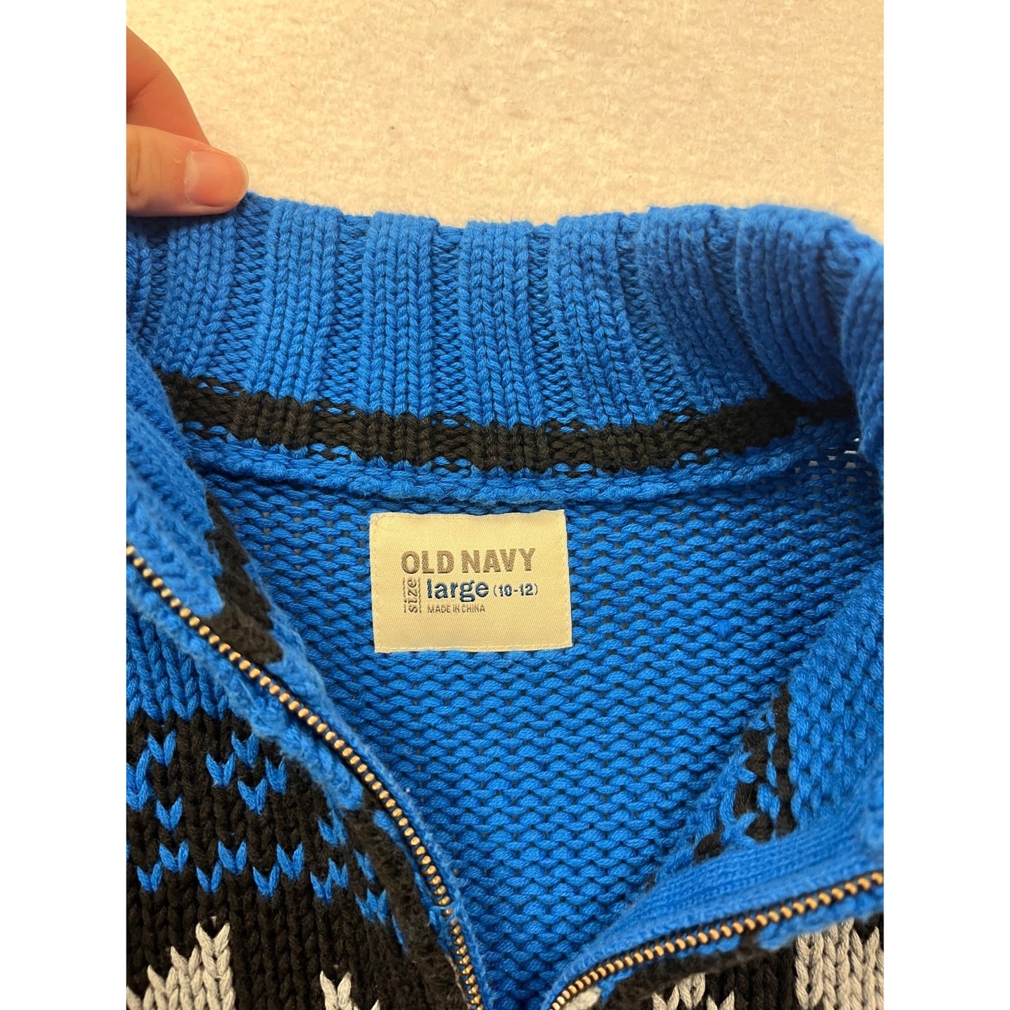 Old Navy Kids Blue Snowflake Full-Zip Sweater  Large 10-12 #102C