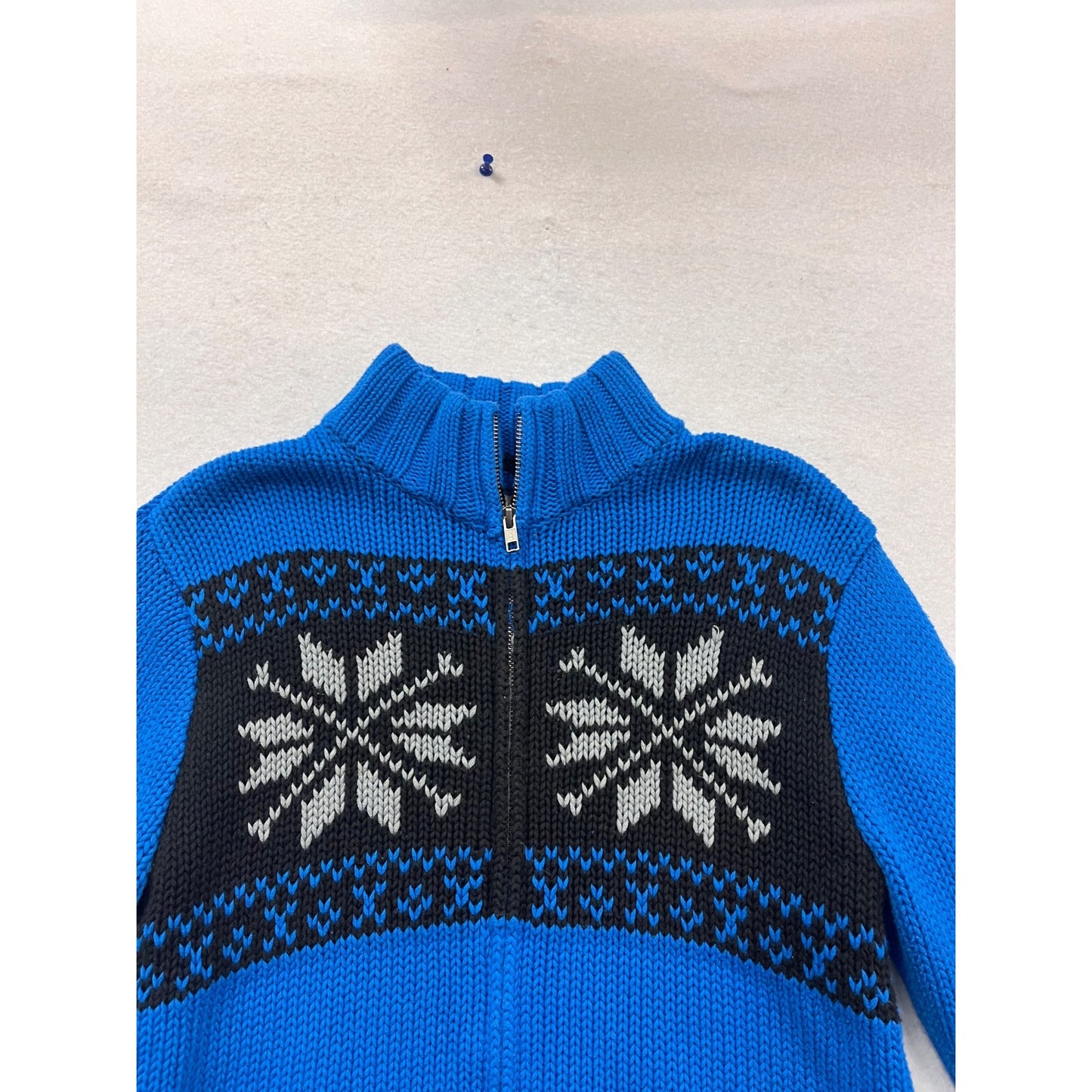 Old Navy Kids Blue Snowflake Full-Zip Sweater  Large 10-12 #102C