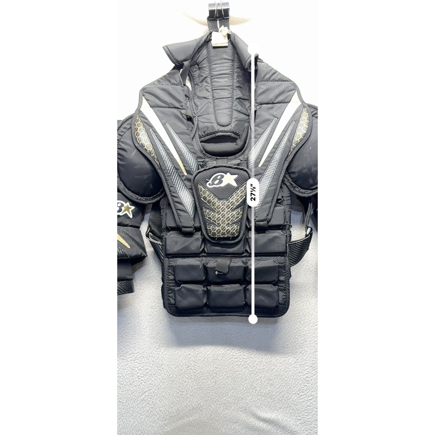 Hockey Chest Protector By 8X Strap System Black/Gold M Impact Foam Padding 110B