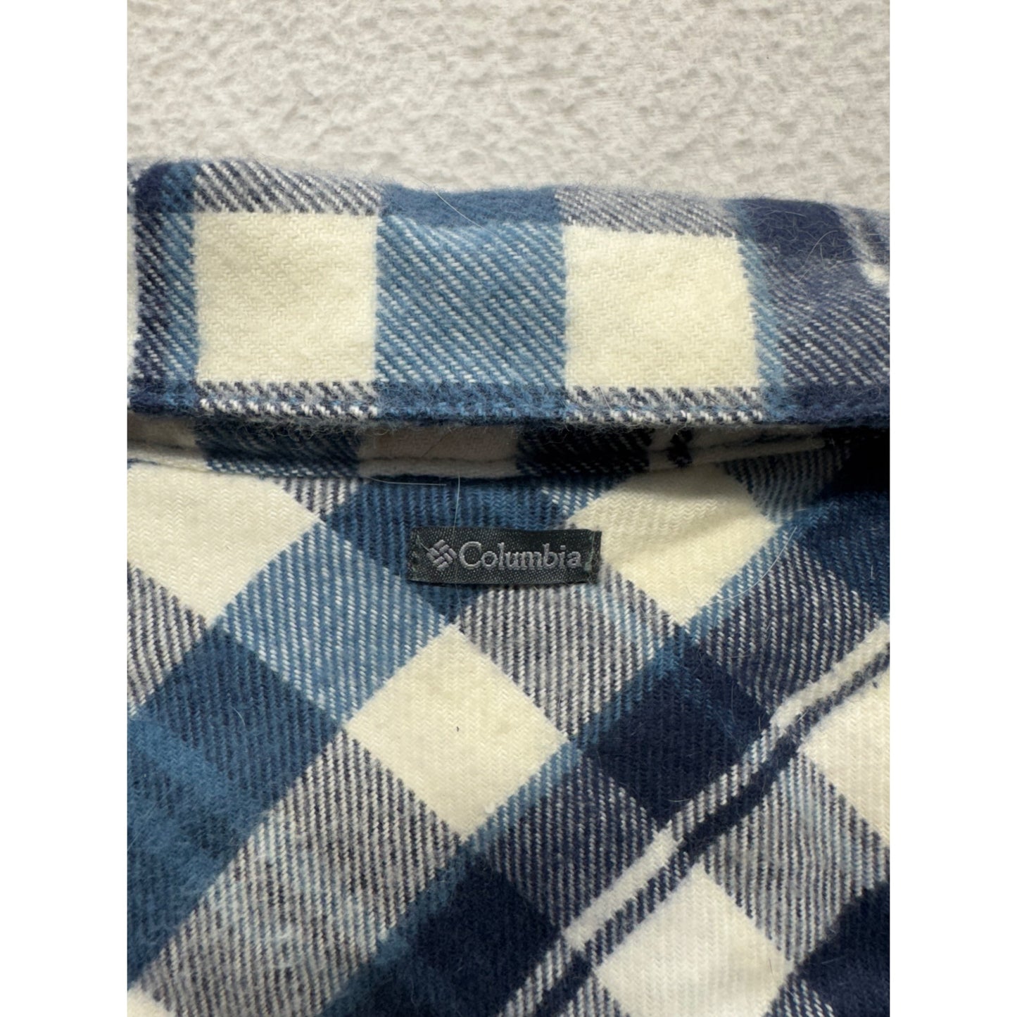 Mens Columbia Blue & White Plaid Long-Sleeve Flannel Shirt L #7805