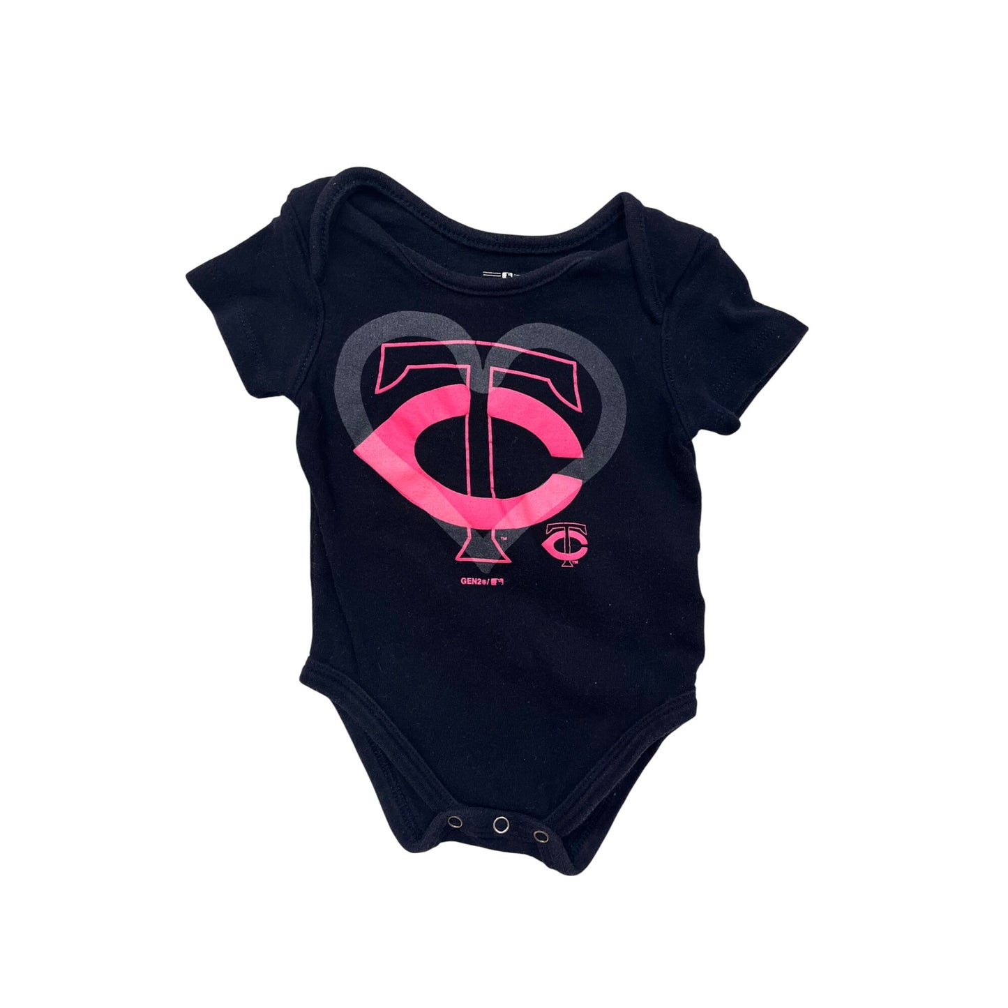 Minnesota Twins Baby Onesie 3/6M Black & Pink Cotton Short Sleeve Bodysuit With Snap closure #6509
