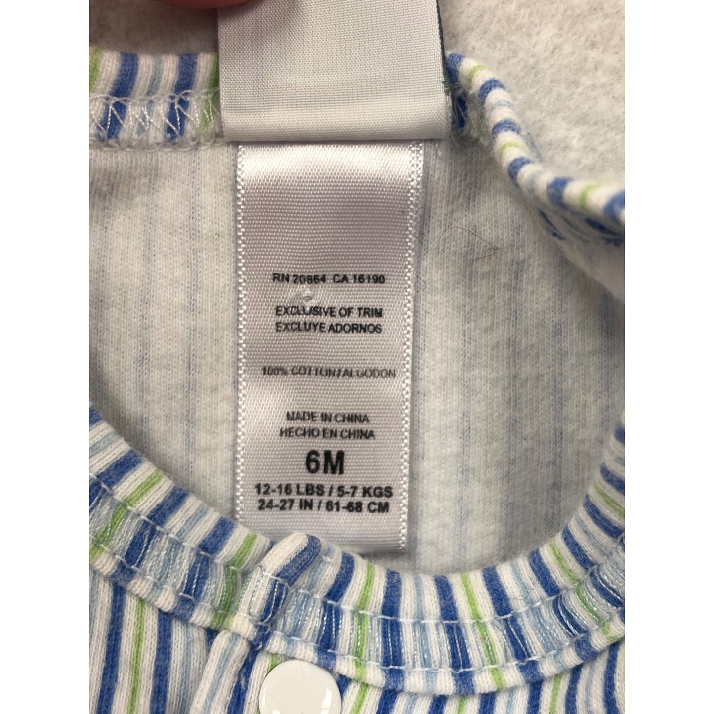 Little Me Baby Striped Footed Bodysuit 6M #6561