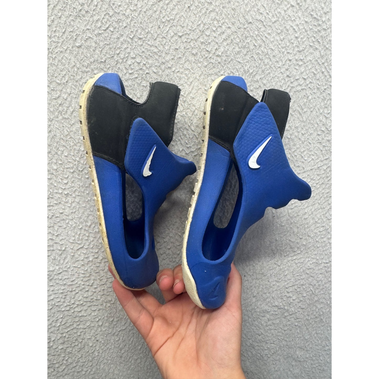 Nike Blue & Black Open-Toe Sandals With Cutout Design & Rubber Soles #9815