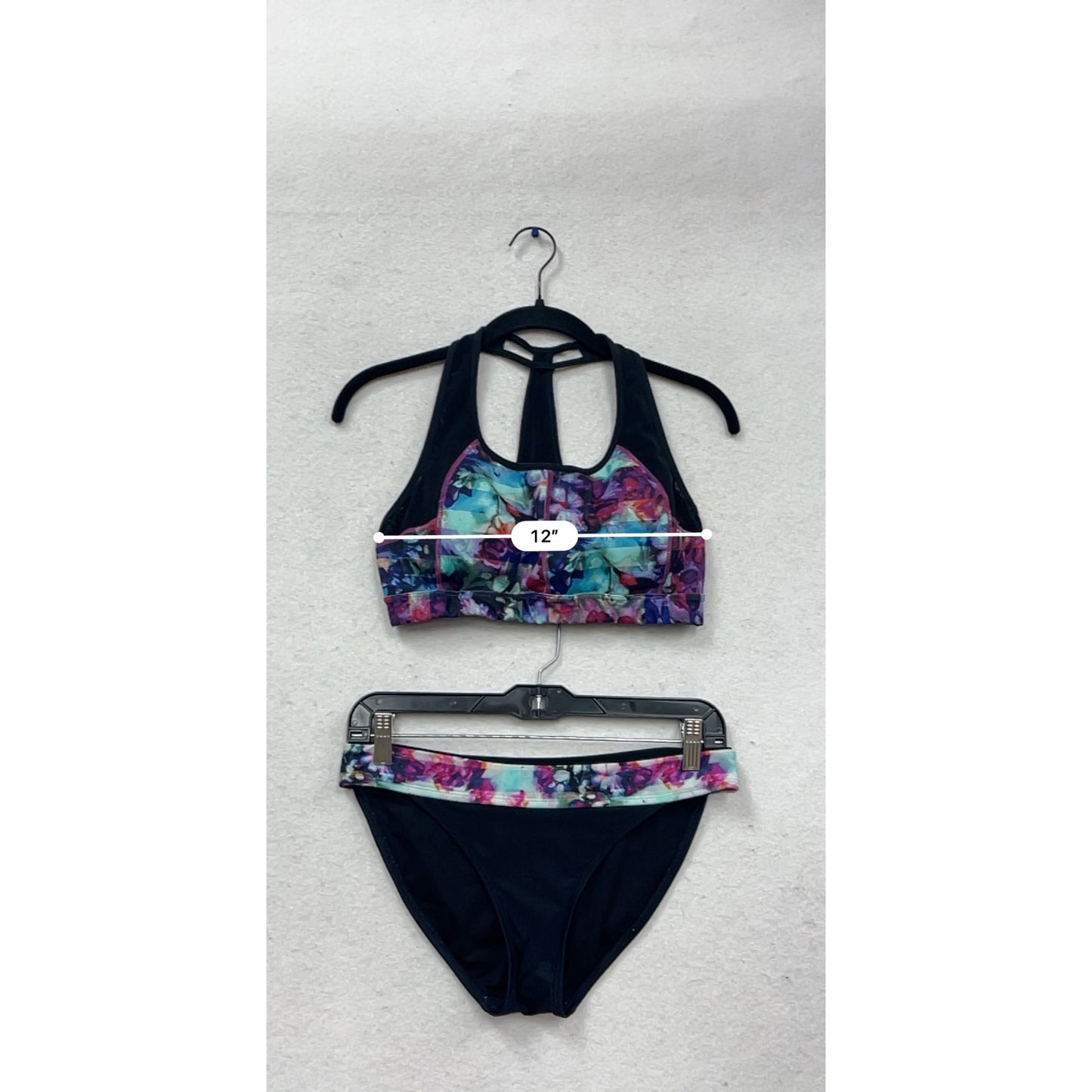 Athleta XS Bikini Set Floral Print Racerback Top & Bottom #465A
