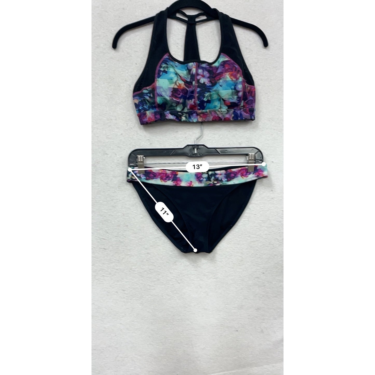 Athleta XS Bikini Set Floral Print Racerback Top & Bottom #465A