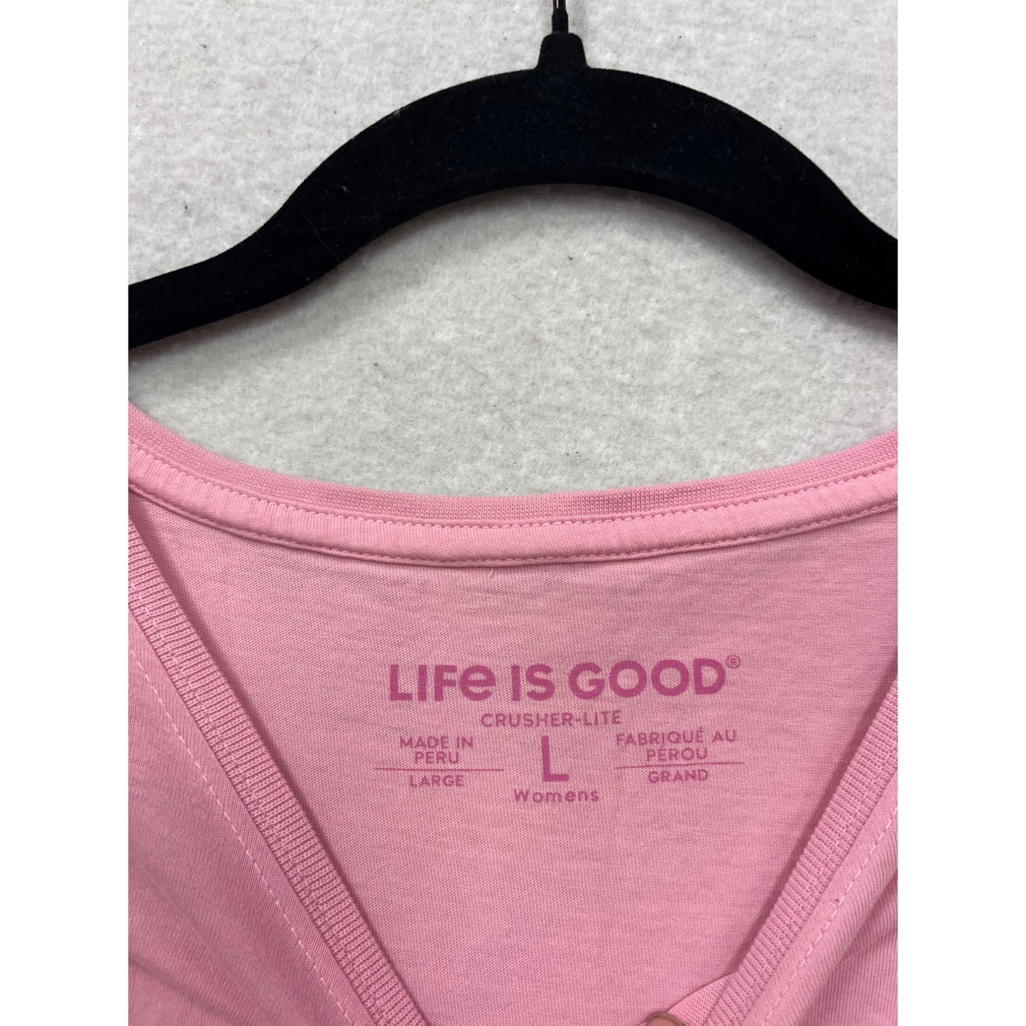 Life Is Good Pink Graphic T-Shirt “Believe There Is Good” Size L #645A