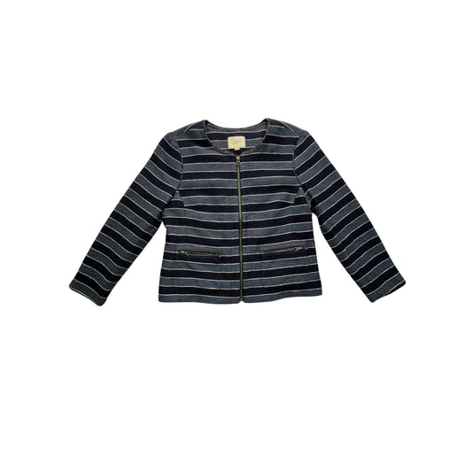 Ann Taylor Loft Womens Navy & Blue Striped Cotton Blend Blazer #7689