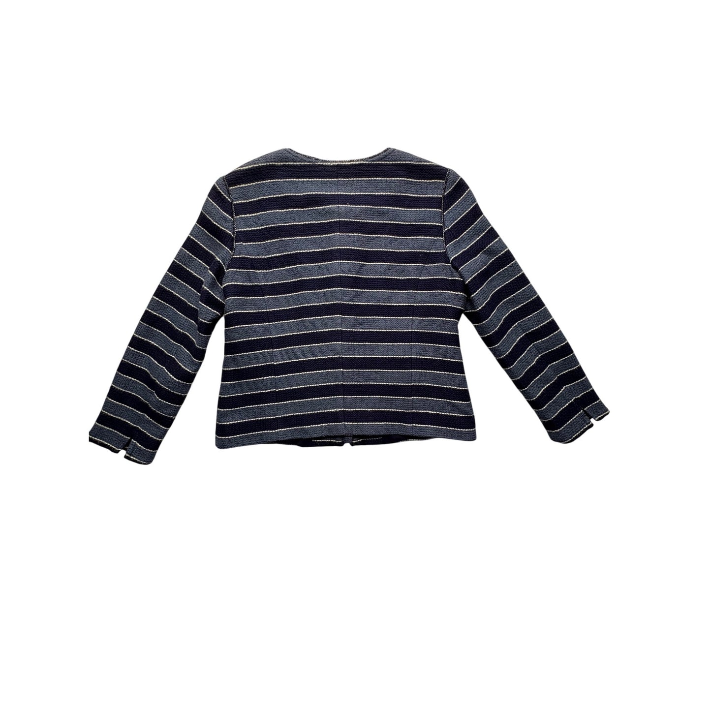 Ann Taylor Loft Womens Navy & Blue Striped Cotton Blend Blazer #7689