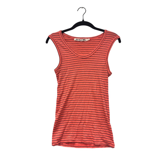 Michael Stars Womens Small Red & Black Striped Tank Top Cotton Blend Sleeveless USA Made #6764