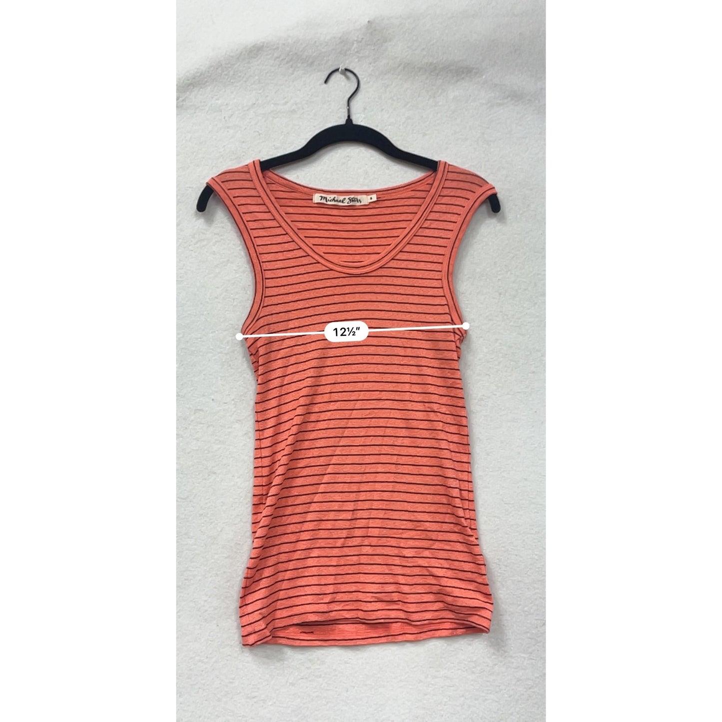 Michael Stars Womens Small Red & Black Striped Tank Top Cotton Blend Sleeveless USA Made #6764