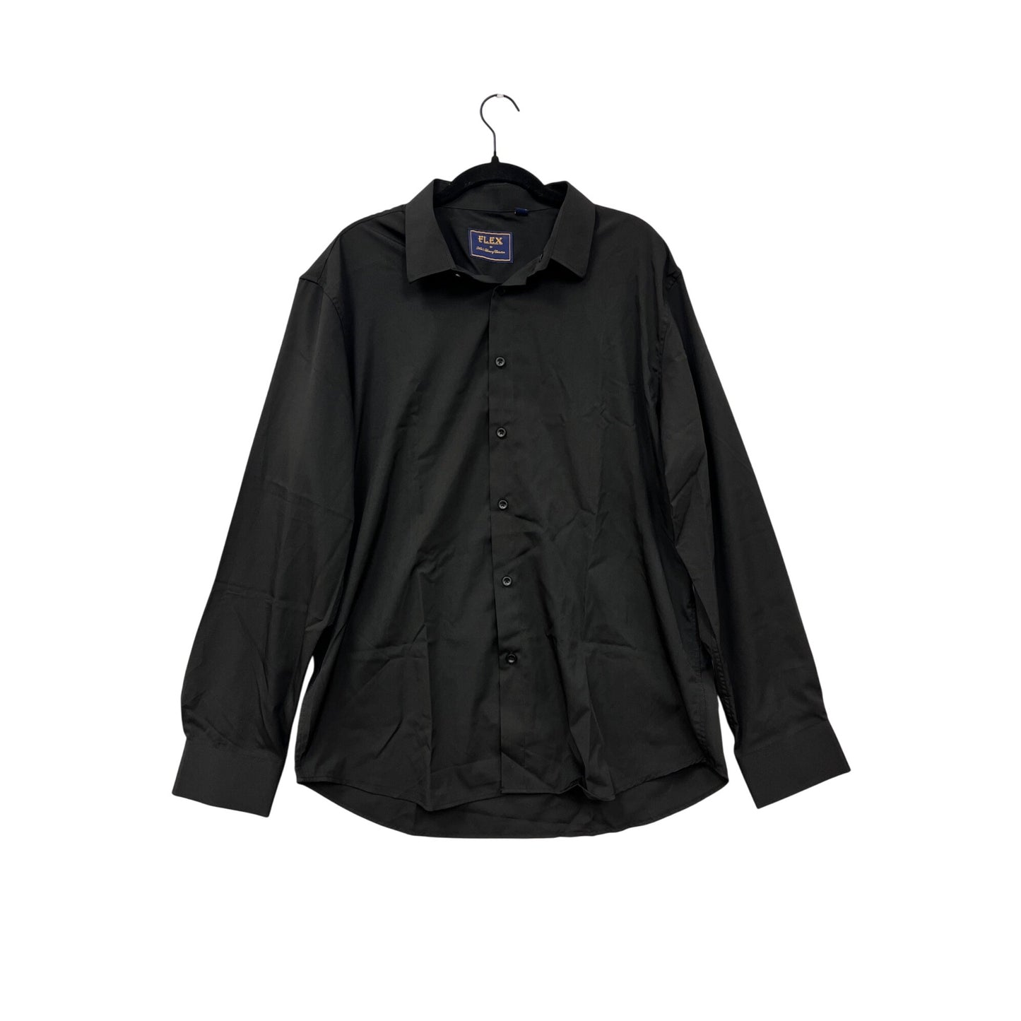 Mens Black Flex Button-Up Long-Sleeve Dress Shirt Size L #8120
