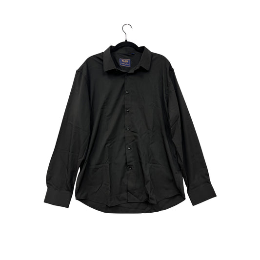 Mens Black Flex Button-Up Long-Sleeve Dress Shirt Size L #8120