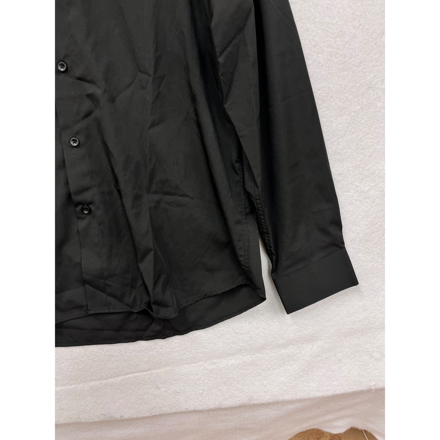 Mens Black Flex Button-Up Long-Sleeve Dress Shirt Size L #8120