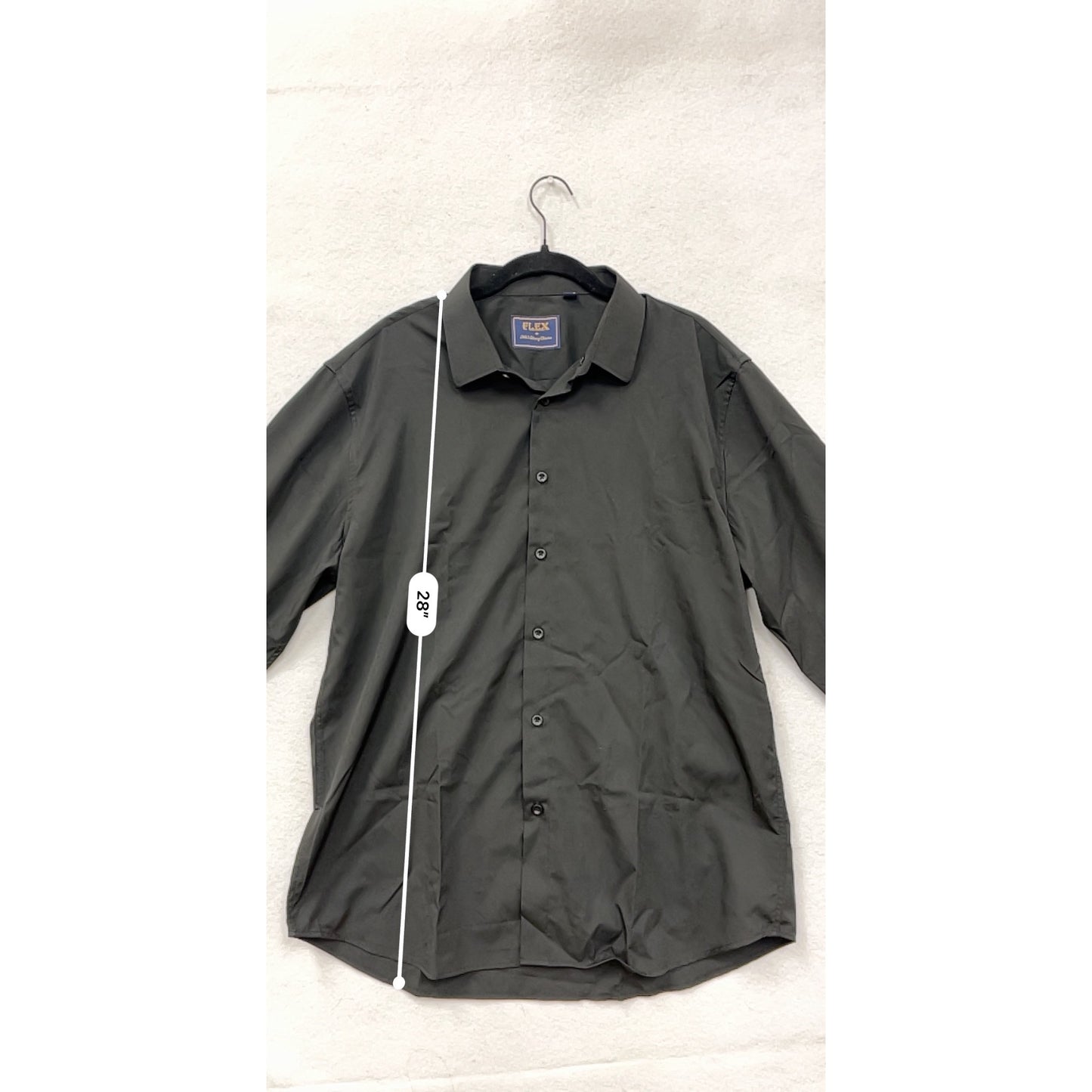 Mens Black Flex Button-Up Long-Sleeve Dress Shirt Size L #8120