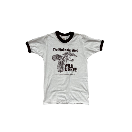 Vintage Elert Wild Turkey Ringer T-Shirt "The Bird Is The Word" #8356