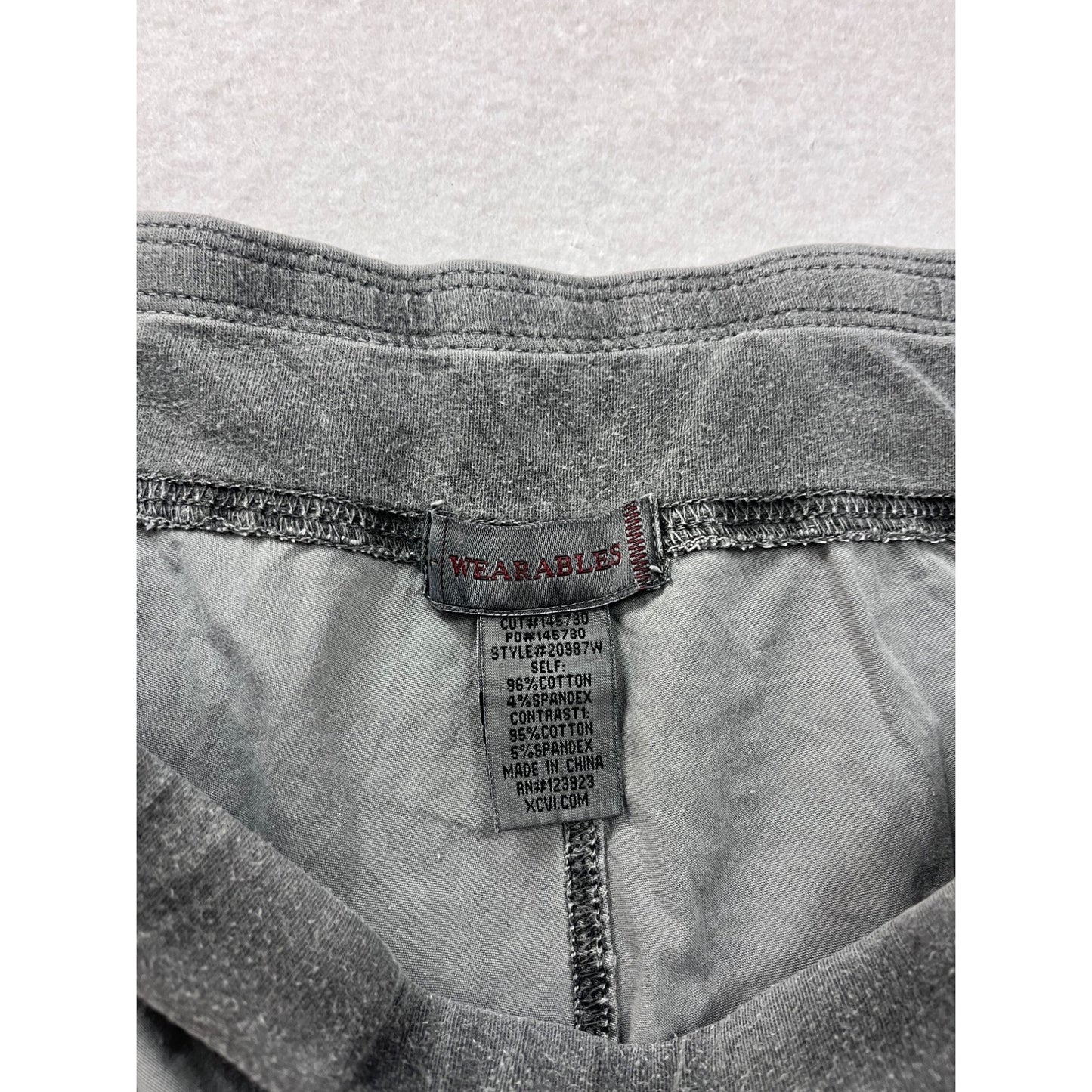 Wearables Mens Gray Cotton Spandex Ruched Panel Pants Size L #8795