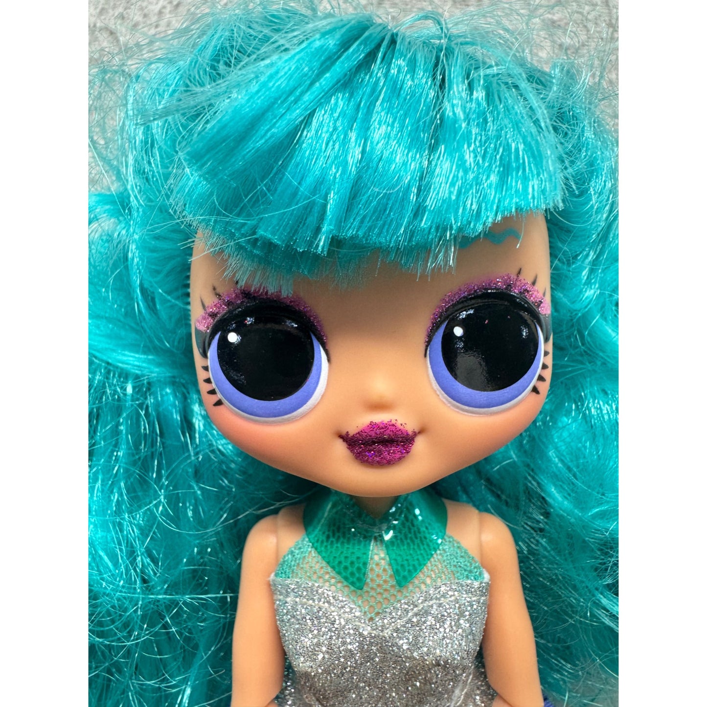 LOL Surprise Doll With Teal Hair & Glitter Silver Dress #9956