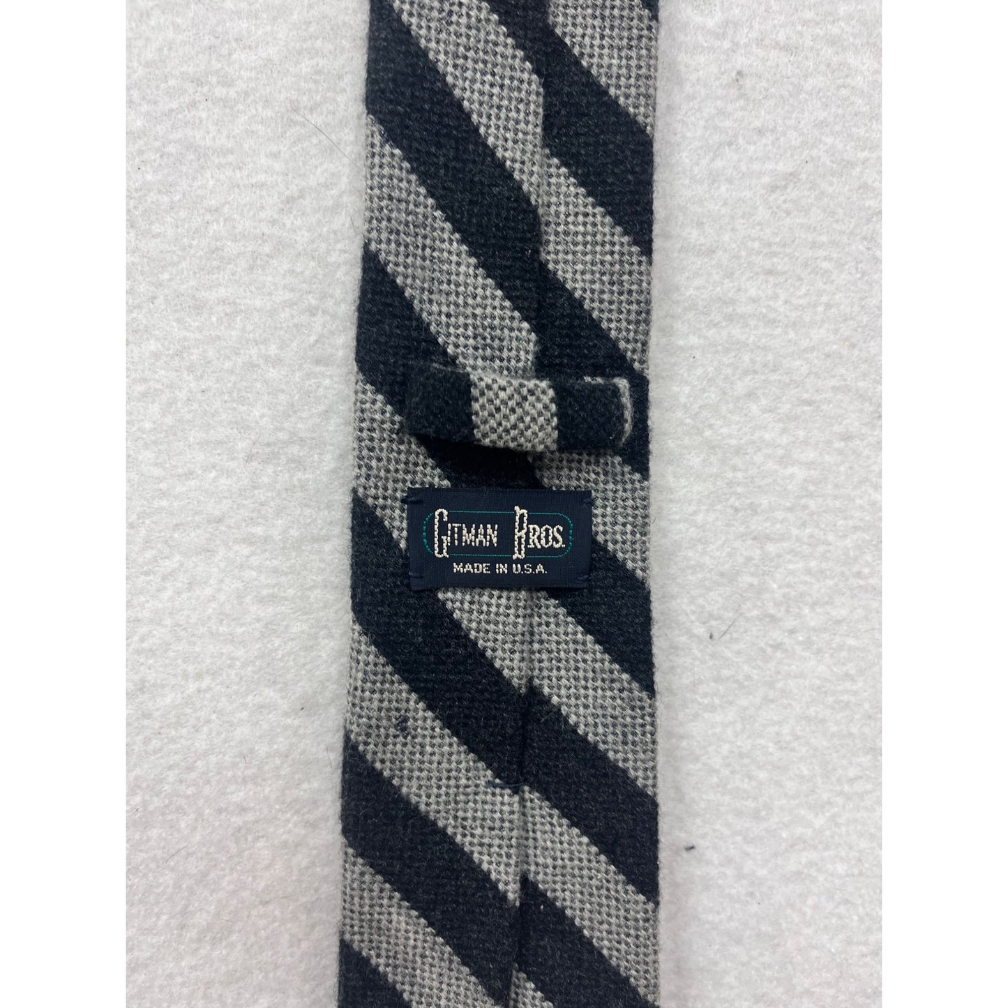 Gitman Bros Striped Silk & Cashmere Tie Black & Gray Made In USA #8632
