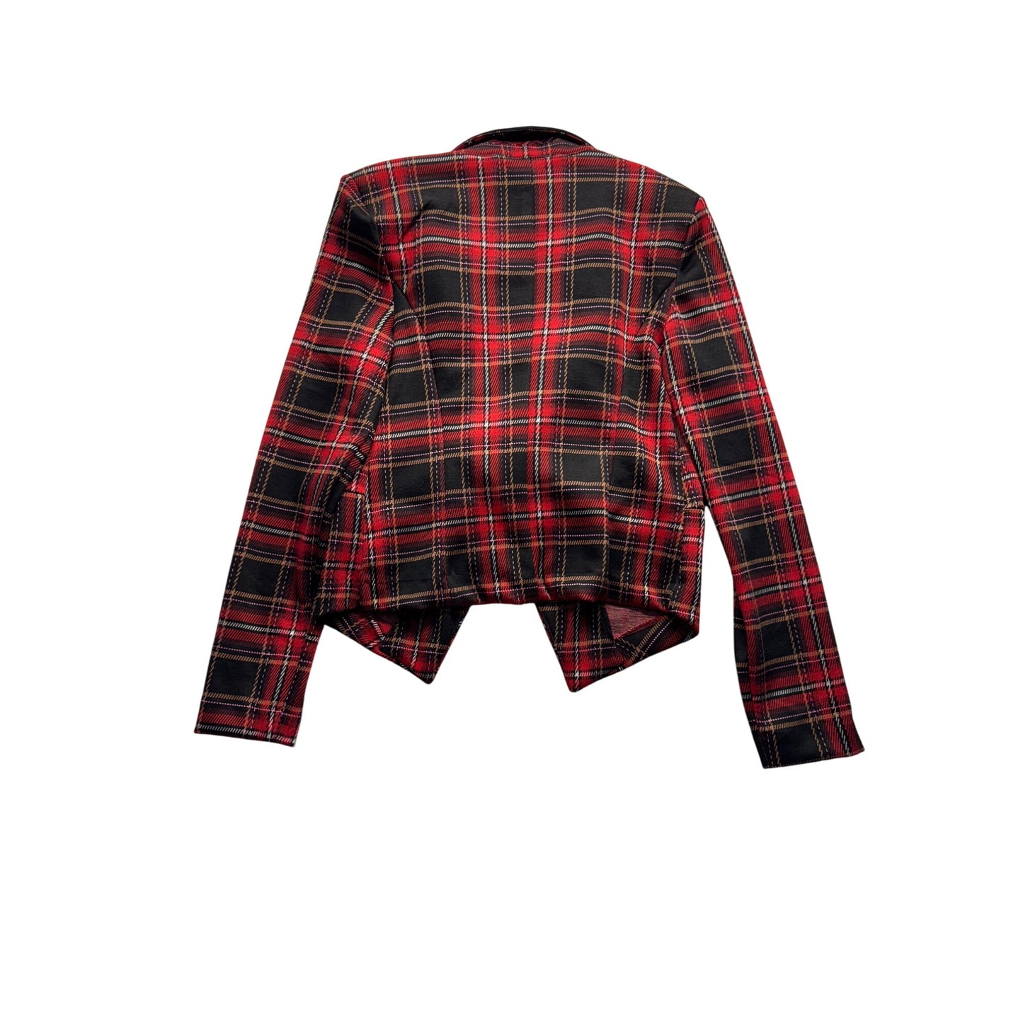 Maurices XS Red & Black Plaid Blazer With Velvet Collar Accent #9423