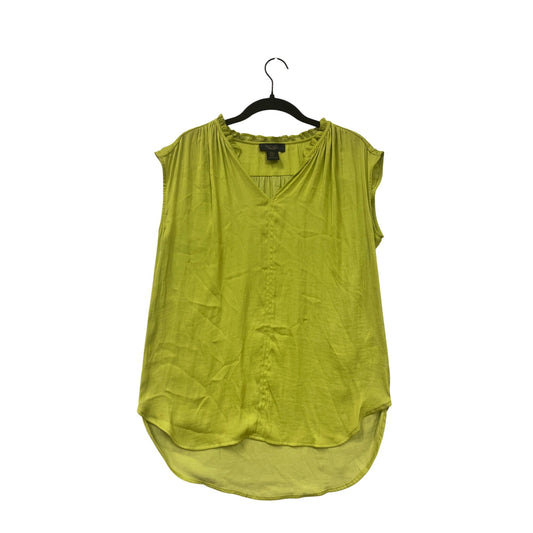 Rachel Lime Green Sleeveless Blouse With V-Neck & Ruffle Trim Womens XS #6822