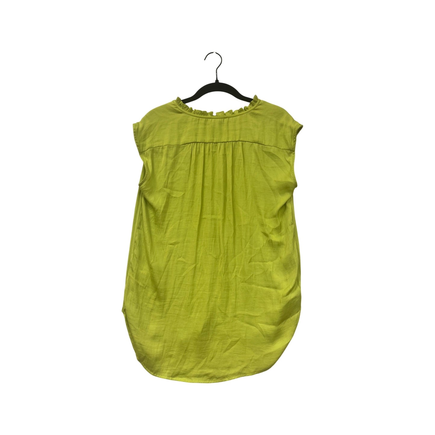 Rachel Lime Green Sleeveless Blouse With V-Neck & Ruffle Trim Womens XS #6822