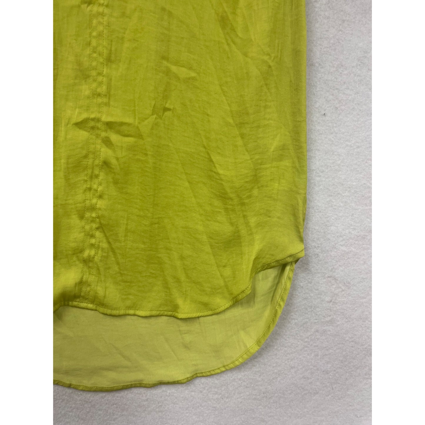 Rachel Lime Green Sleeveless Blouse With V-Neck & Ruffle Trim Womens XS #6822