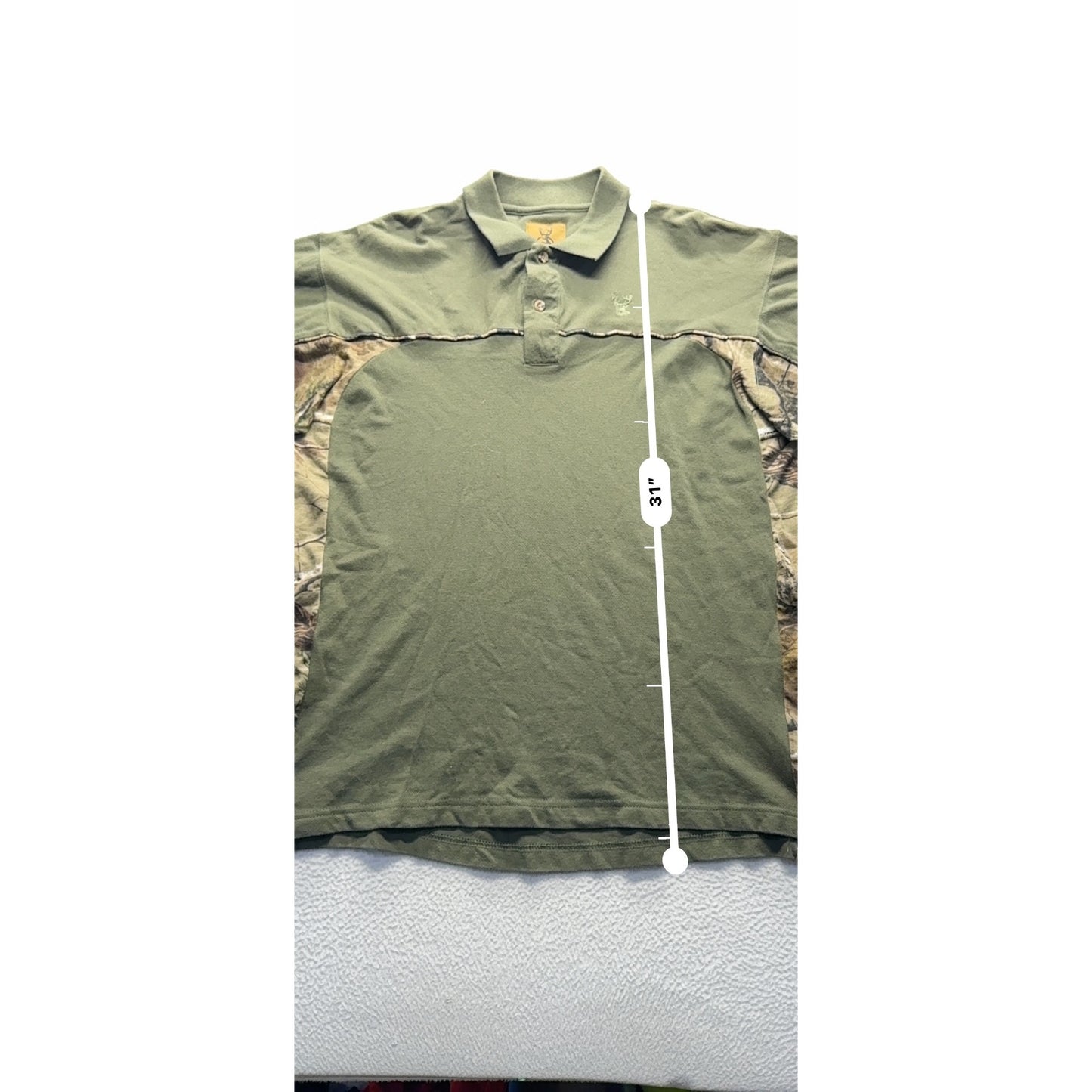 Buck Wear L Camo Accent Polo Shirt 100% Cotton Made In Pakistan #9183